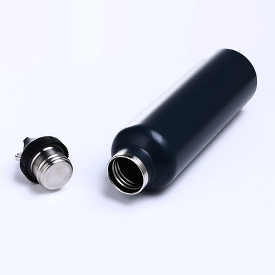 Black Stainless Steel Drinks Bottle , Slim Insulated Water Bottle Straight Cup Shape
