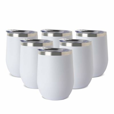 12oz White Stainless Steel Coffee Mug Double Wall Design For Long Time Insulation